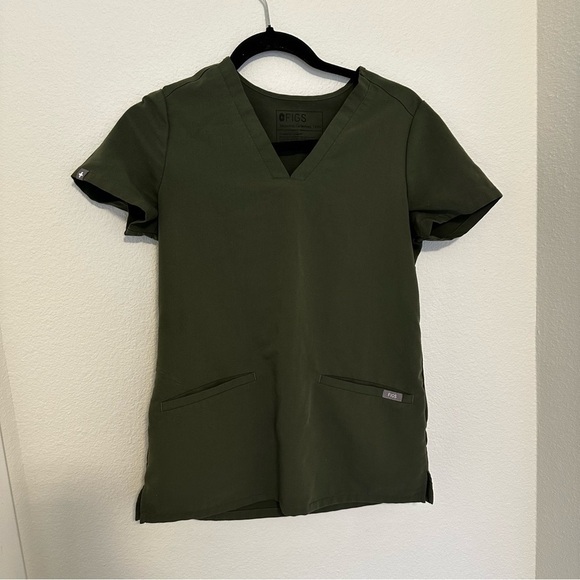 Figs Moss Green Set Yola Pants Pockets Casma Top Short Sleeves Size XXS Women’s - Picture 4 of 12